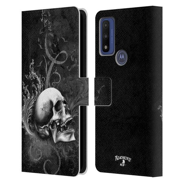 Alchemy Gothic Skull De Profundis Leather Book Wallet Case Cover For Motorola G Pure