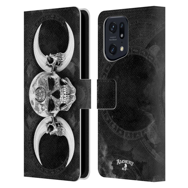 Alchemy Gothic Skull Dark Goddess Moon Leather Book Wallet Case Cover For OPPO Find X5 Pro