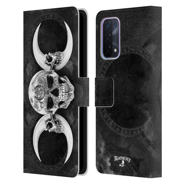 Alchemy Gothic Skull Dark Goddess Moon Leather Book Wallet Case Cover For OPPO A54 5G