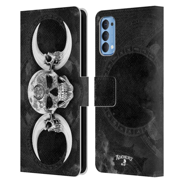 Alchemy Gothic Skull Dark Goddess Moon Leather Book Wallet Case Cover For OPPO Reno 4 5G