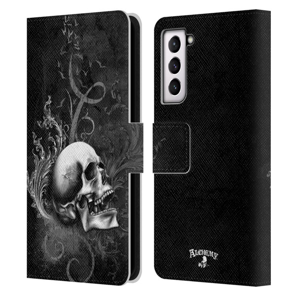 Alchemy Gothic Skull De Profundis Leather Book Wallet Case Cover For Samsung Galaxy S21 5G