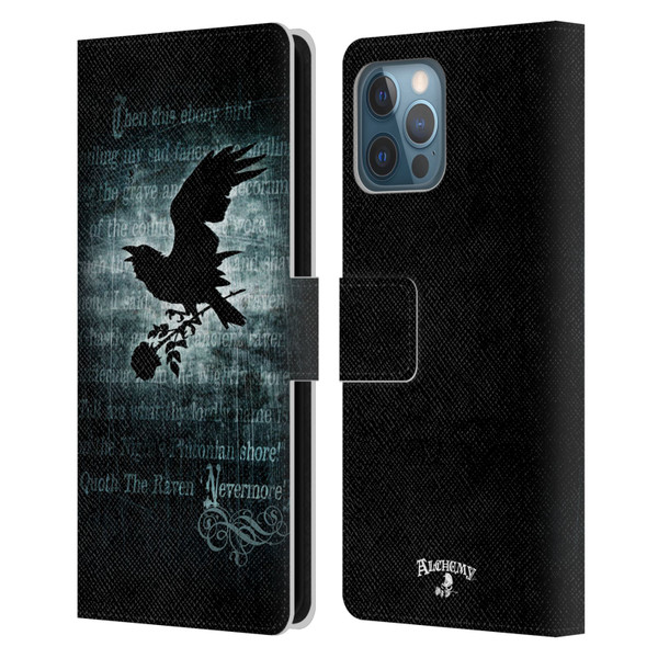 Alchemy Gothic Wing Nevermore Leather Book Wallet Case Cover For Apple iPhone 12 Pro Max