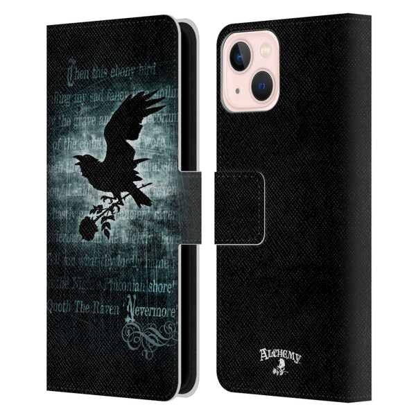 Alchemy Gothic Wing Nevermore Leather Book Wallet Case Cover For Apple iPhone 13