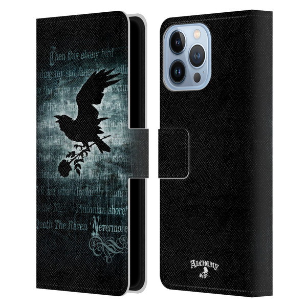 Alchemy Gothic Wing Nevermore Leather Book Wallet Case Cover For Apple iPhone 13 Pro Max