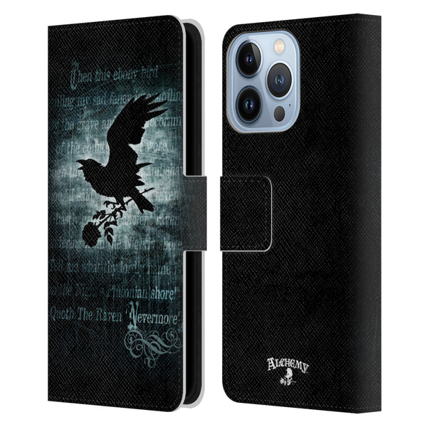 Alchemy Gothic Wing Nevermore Leather Book Wallet Case Cover For Apple iPhone 13 Pro