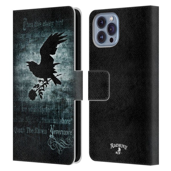 Alchemy Gothic Wing Nevermore Leather Book Wallet Case Cover For Apple iPhone 14