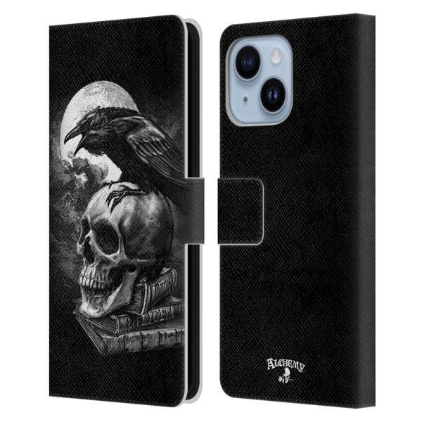 Alchemy Gothic Wing Poe's Raven Leather Book Wallet Case Cover For Apple iPhone 14 Plus