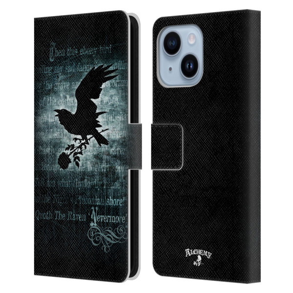 Alchemy Gothic Wing Nevermore Leather Book Wallet Case Cover For Apple iPhone 14 Plus