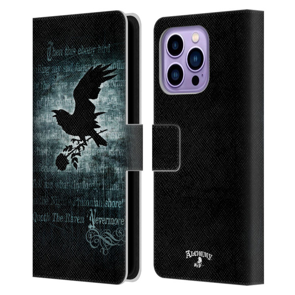 Alchemy Gothic Wing Nevermore Leather Book Wallet Case Cover For Apple iPhone 14 Pro Max