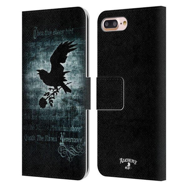 Alchemy Gothic Wing Nevermore Leather Book Wallet Case Cover For Apple iPhone 7 Plus / iPhone 8 Plus