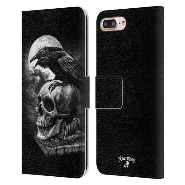 Alchemy Gothic Wing Poe's Raven Leather Book Wallet Case Cover For Apple iPhone 7 Plus / iPhone 8 Plus