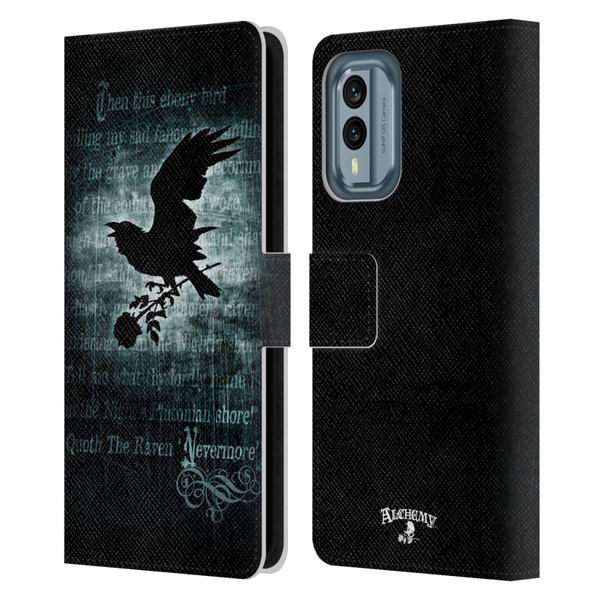 Alchemy Gothic Wing Nevermore Leather Book Wallet Case Cover For Nokia X30