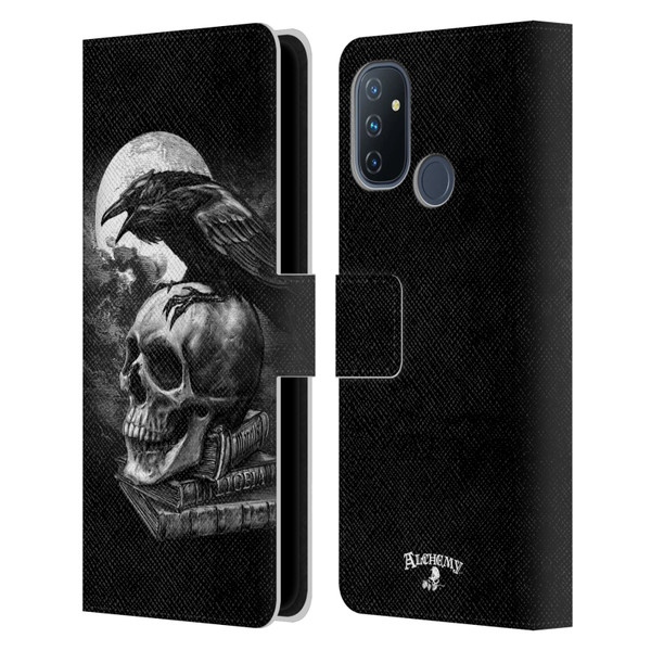 Alchemy Gothic Wing Poe's Raven Leather Book Wallet Case Cover For OnePlus Nord N100