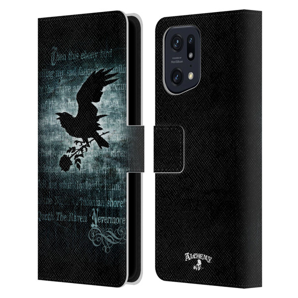 Alchemy Gothic Wing Nevermore Leather Book Wallet Case Cover For OPPO Find X5
