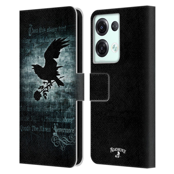 Alchemy Gothic Wing Nevermore Leather Book Wallet Case Cover For OPPO Reno8 Pro