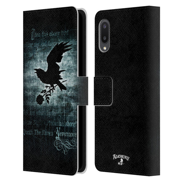 Alchemy Gothic Wing Nevermore Leather Book Wallet Case Cover For Samsung Galaxy A02/M02 (2021)