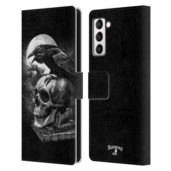 Alchemy Gothic Wing Poe's Raven Leather Book Wallet Case Cover For Samsung Galaxy S21+ 5G