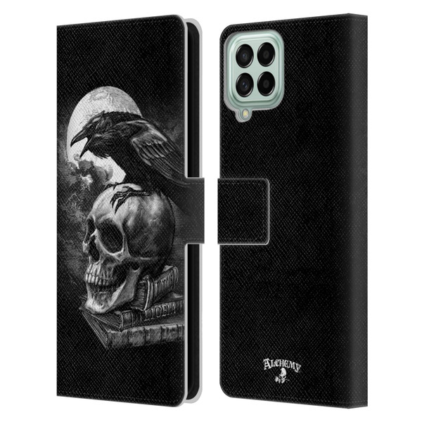 Alchemy Gothic Wing Poe's Raven Leather Book Wallet Case Cover For Samsung Galaxy M53 (2022)