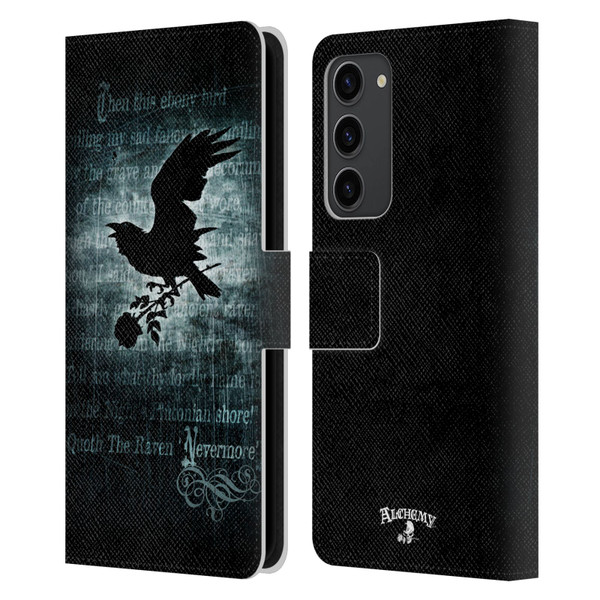 Alchemy Gothic Wing Nevermore Leather Book Wallet Case Cover For Samsung Galaxy S23+ 5G