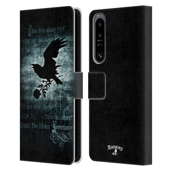 Alchemy Gothic Wing Nevermore Leather Book Wallet Case Cover For Sony Xperia 1 IV