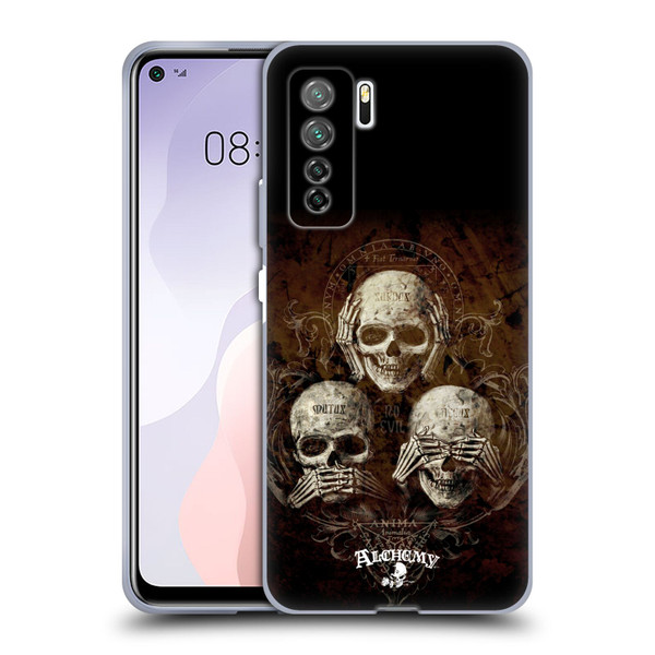 Alchemy Gothic Skull No Evil Three Skull Soft Gel Case for Huawei Nova 7 SE/P40 Lite 5G