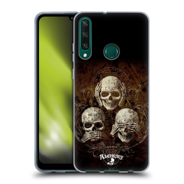 Alchemy Gothic Skull No Evil Three Skull Soft Gel Case for Huawei Y6p