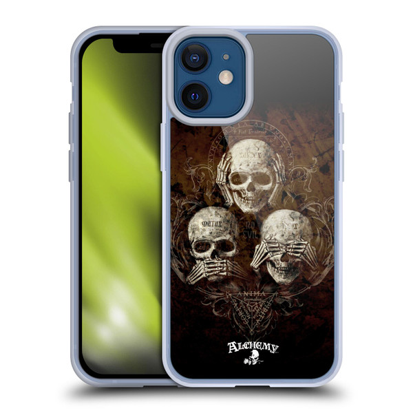 Alchemy Gothic Skull No Evil Three Skull Soft Gel Case for Apple iPhone 12 Mini