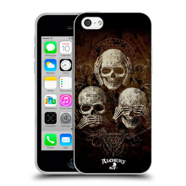 Alchemy Gothic Skull No Evil Three Skull Soft Gel Case for Apple iPhone 5c