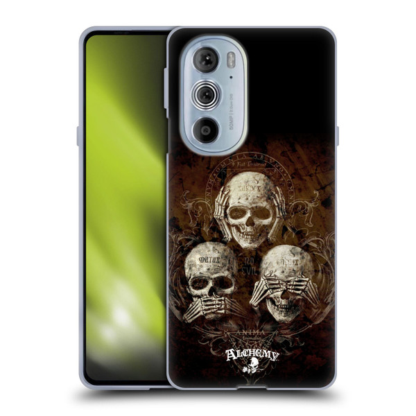 Alchemy Gothic Skull No Evil Three Skull Soft Gel Case for Motorola Edge X30