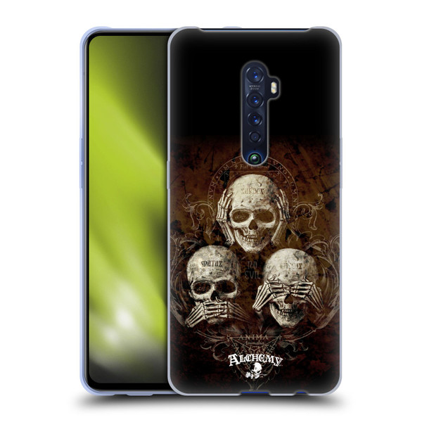 Alchemy Gothic Skull No Evil Three Skull Soft Gel Case for OPPO Reno 2