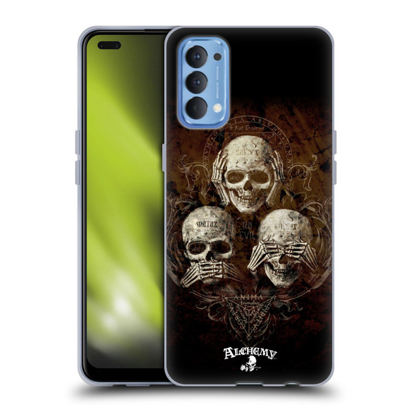 Alchemy Gothic Skull No Evil Three Skull Soft Gel Case for OPPO Reno 4 5G