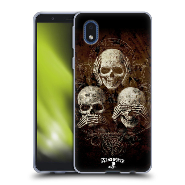 Alchemy Gothic Skull No Evil Three Skull Soft Gel Case for Samsung Galaxy A01 Core (2020)