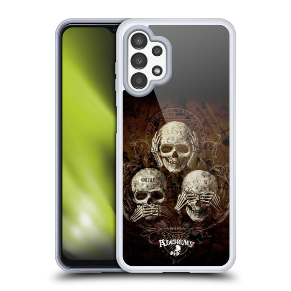 Alchemy Gothic Skull No Evil Three Skull Soft Gel Case for Samsung Galaxy A13 (2022)