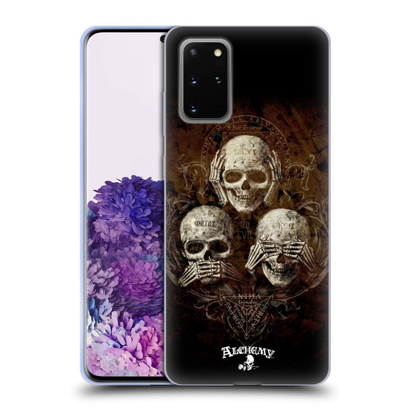 Alchemy Gothic Skull No Evil Three Skull Soft Gel Case for Samsung Galaxy S20+ / S20+ 5G