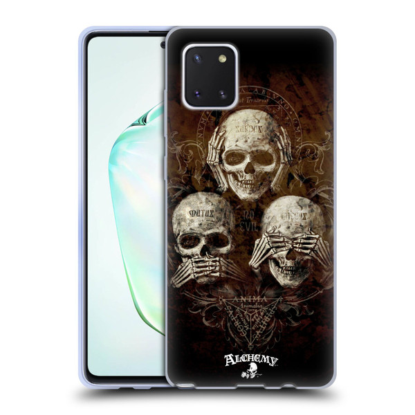 Alchemy Gothic Skull No Evil Three Skull Soft Gel Case for Samsung Galaxy Note10 Lite