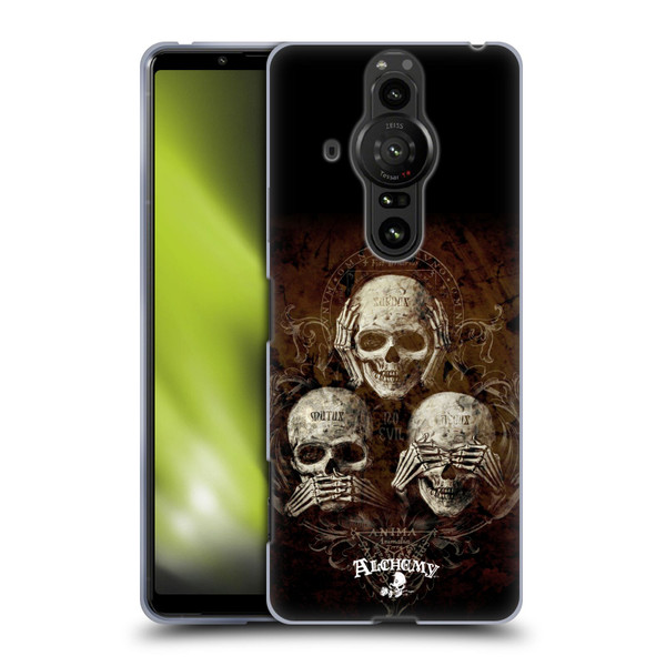 Alchemy Gothic Skull No Evil Three Skull Soft Gel Case for Sony Xperia Pro-I