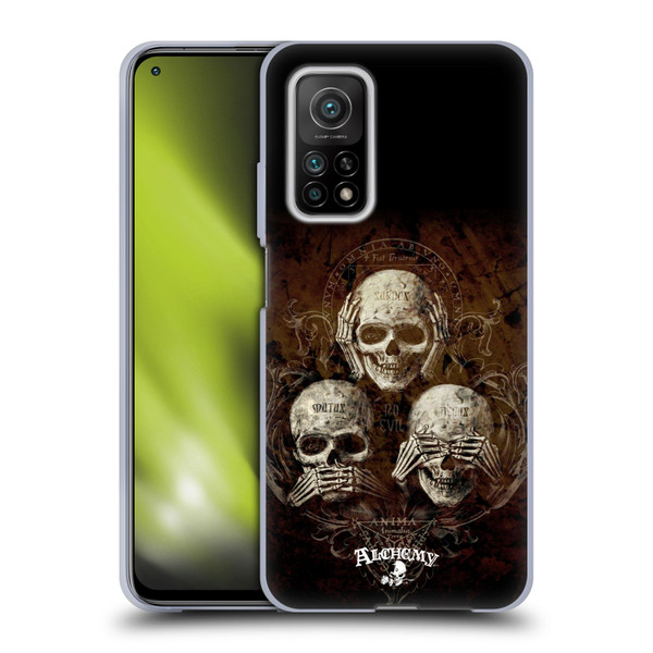 Alchemy Gothic Skull No Evil Three Skull Soft Gel Case for Xiaomi Mi 10T 5G