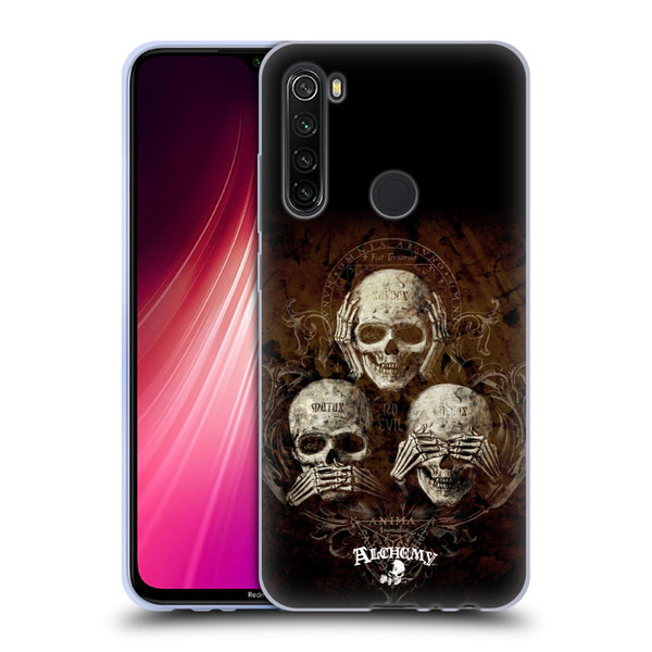Alchemy Gothic Skull No Evil Three Skull Soft Gel Case for Xiaomi Redmi Note 8T