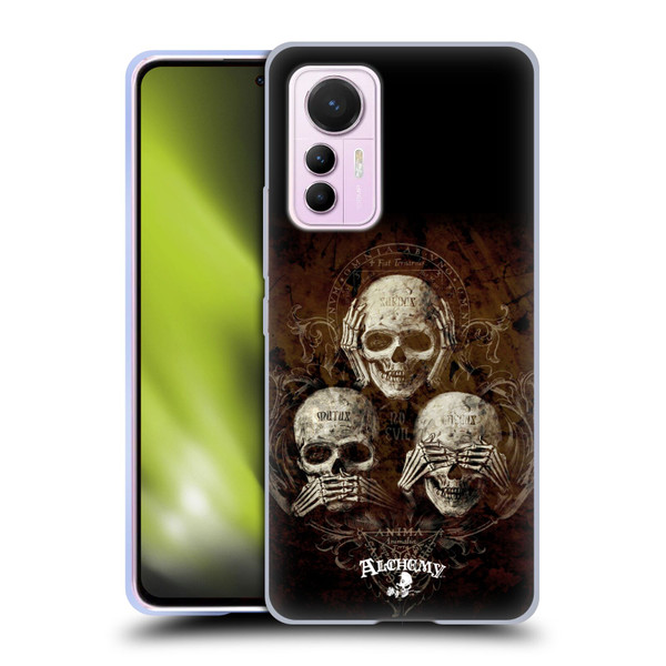 Alchemy Gothic Skull No Evil Three Skull Soft Gel Case for Xiaomi 12 Lite