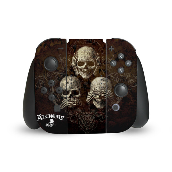 Alchemy Gothic Gothic No Evil Three Skull Vinyl Sticker Skin Decal Cover for Nintendo Switch Joy Controller