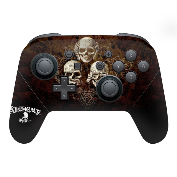 Alchemy Gothic Gothic No Evil Three Skull Vinyl Sticker Skin Decal Cover for Nintendo Switch Pro Controller