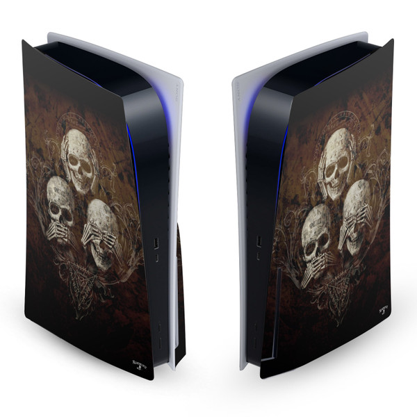 Alchemy Gothic Gothic No Evil Three Skull Vinyl Sticker Skin Decal Cover for Sony PS5 Disc Edition Console