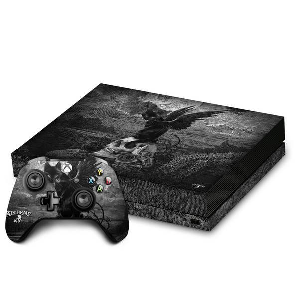 Alchemy Gothic Gothic Nine Lives Of Poe Skull Cat Vinyl Sticker Skin Decal Cover for Microsoft Xbox One X Bundle