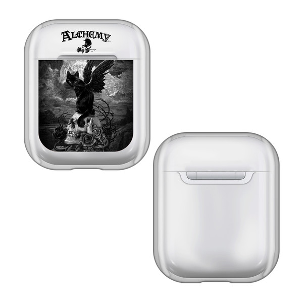 Alchemy Gothic Gothic Nine Lives Of Poe Skull Cat Clear Hard Crystal Cover Case for Apple AirPods 1 1st Gen / 2 2nd Gen Charging Case