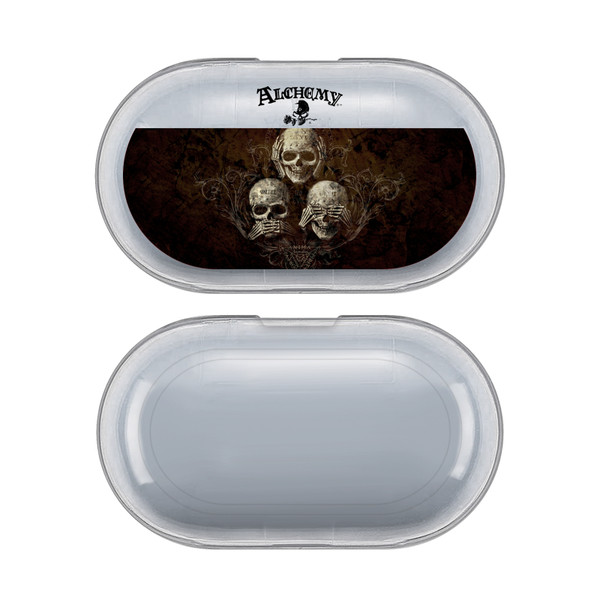 Alchemy Gothic Gothic No Evil Three Skull Clear Hard Crystal Cover Case for Samsung Galaxy Buds / Buds Plus