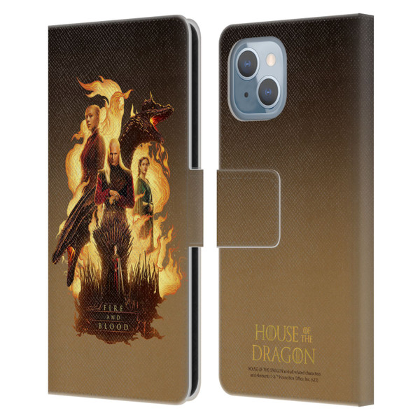House Of The Dragon: Television Series Art Fire And Blood Leather Book Wallet Case Cover For Apple iPhone 14