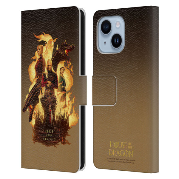 House Of The Dragon: Television Series Art Fire And Blood Leather Book Wallet Case Cover For Apple iPhone 14 Plus