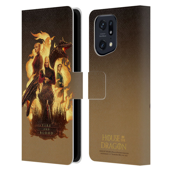 House Of The Dragon: Television Series Art Fire And Blood Leather Book Wallet Case Cover For OPPO Find X5 Pro