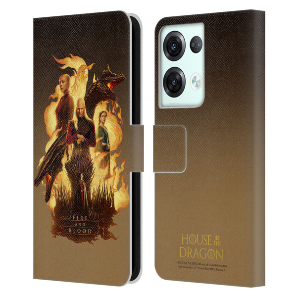 House Of The Dragon: Television Series Art Fire And Blood Leather Book Wallet Case Cover For OPPO Reno8 Pro