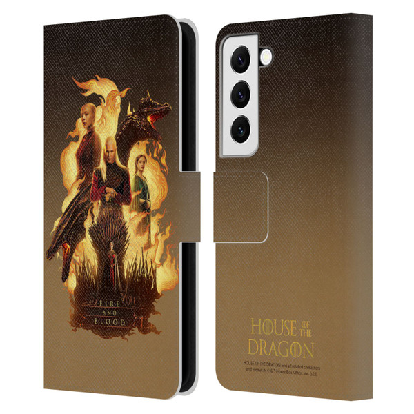 House Of The Dragon: Television Series Art Fire And Blood Leather Book Wallet Case Cover For Samsung Galaxy S22 5G